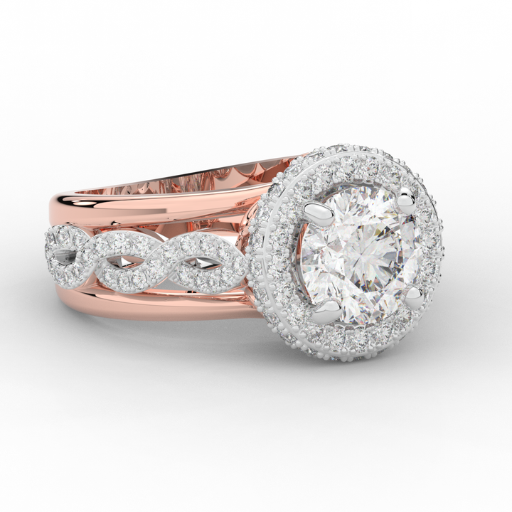 2.85CT.TW ROUND LAB DIAMOND HALO TWO TONE ENGAGEMENT RING - Nazarelle