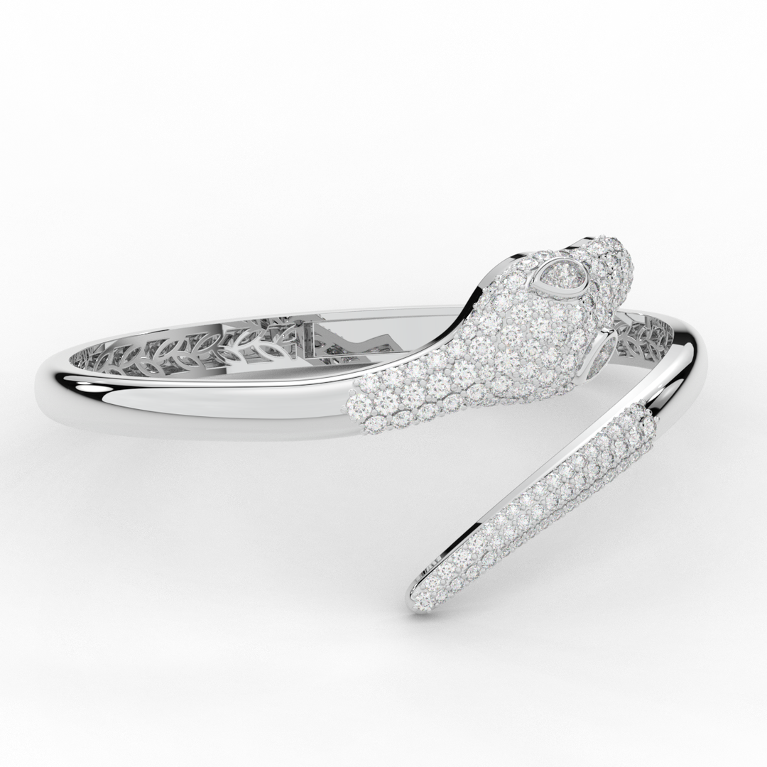 3.75CT.TW ROUND AND PEAR LAB DIAMOND SNAKE BANGLE - Nazarelle