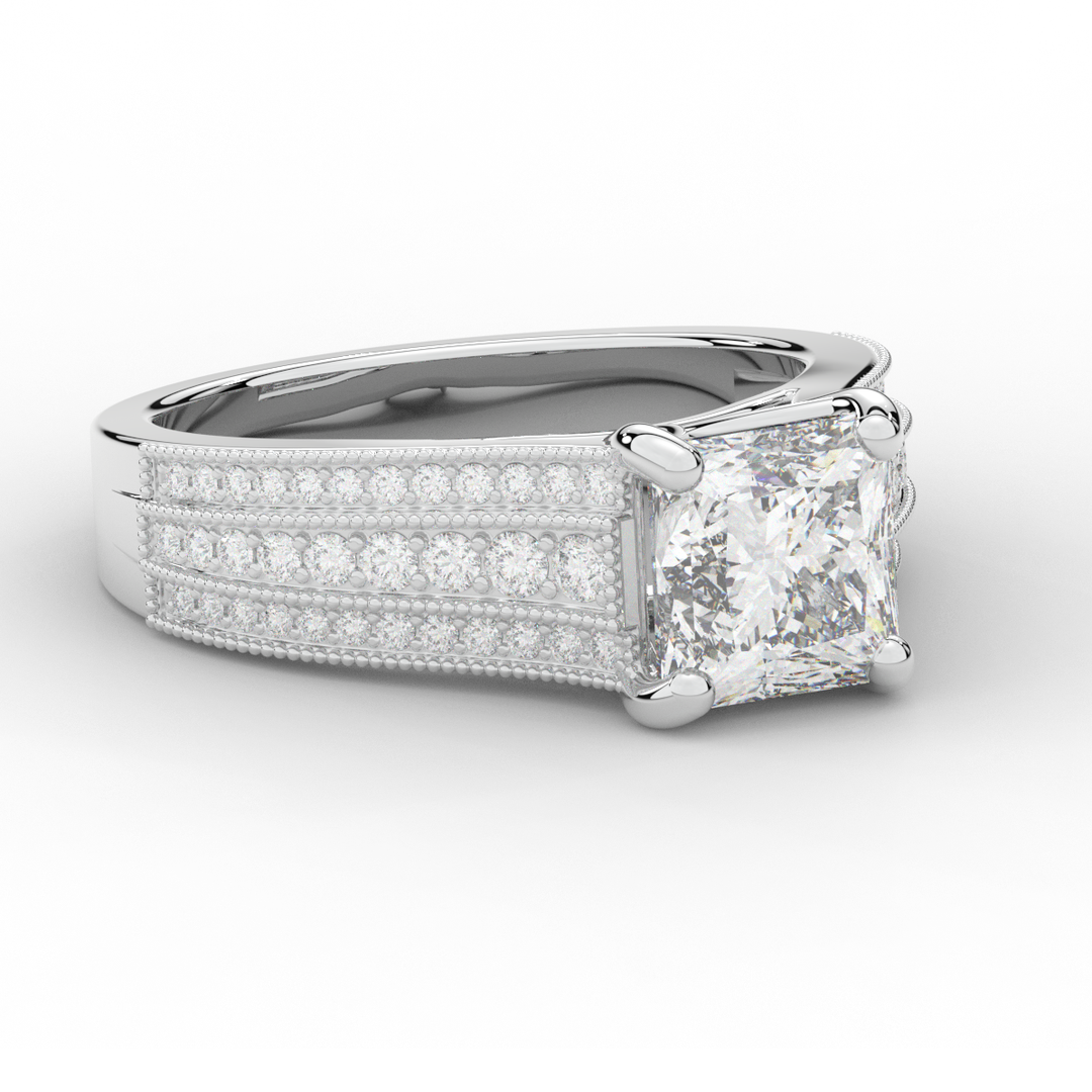 3.55CT.TW PRINCESS LAB DIAMOND ENGAGEMENT RING - Nazarelle
