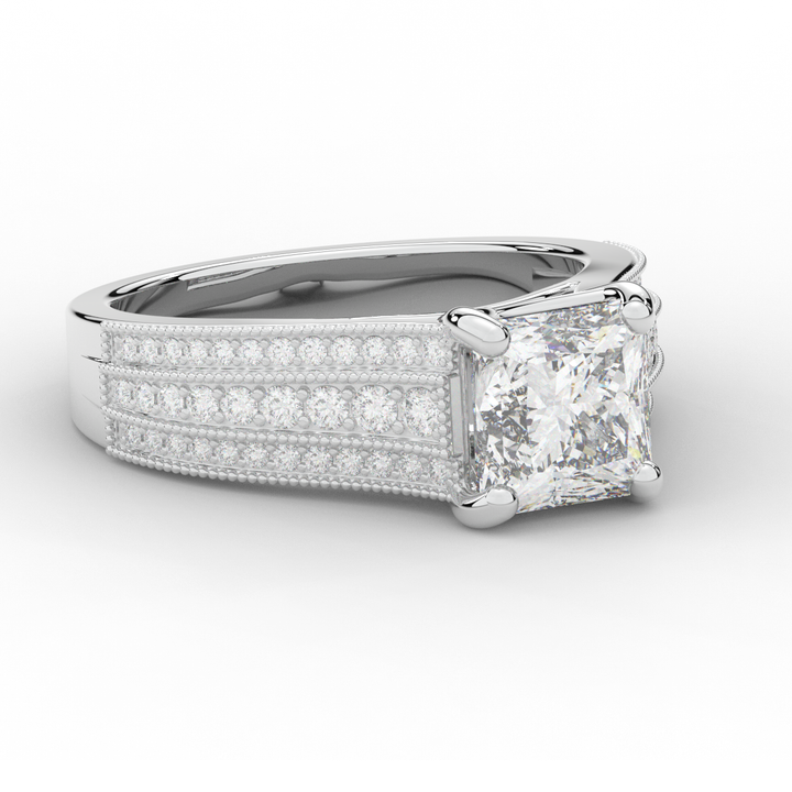 3.55CT.TW PRINCESS LAB DIAMOND ENGAGEMENT RING - Nazarelle