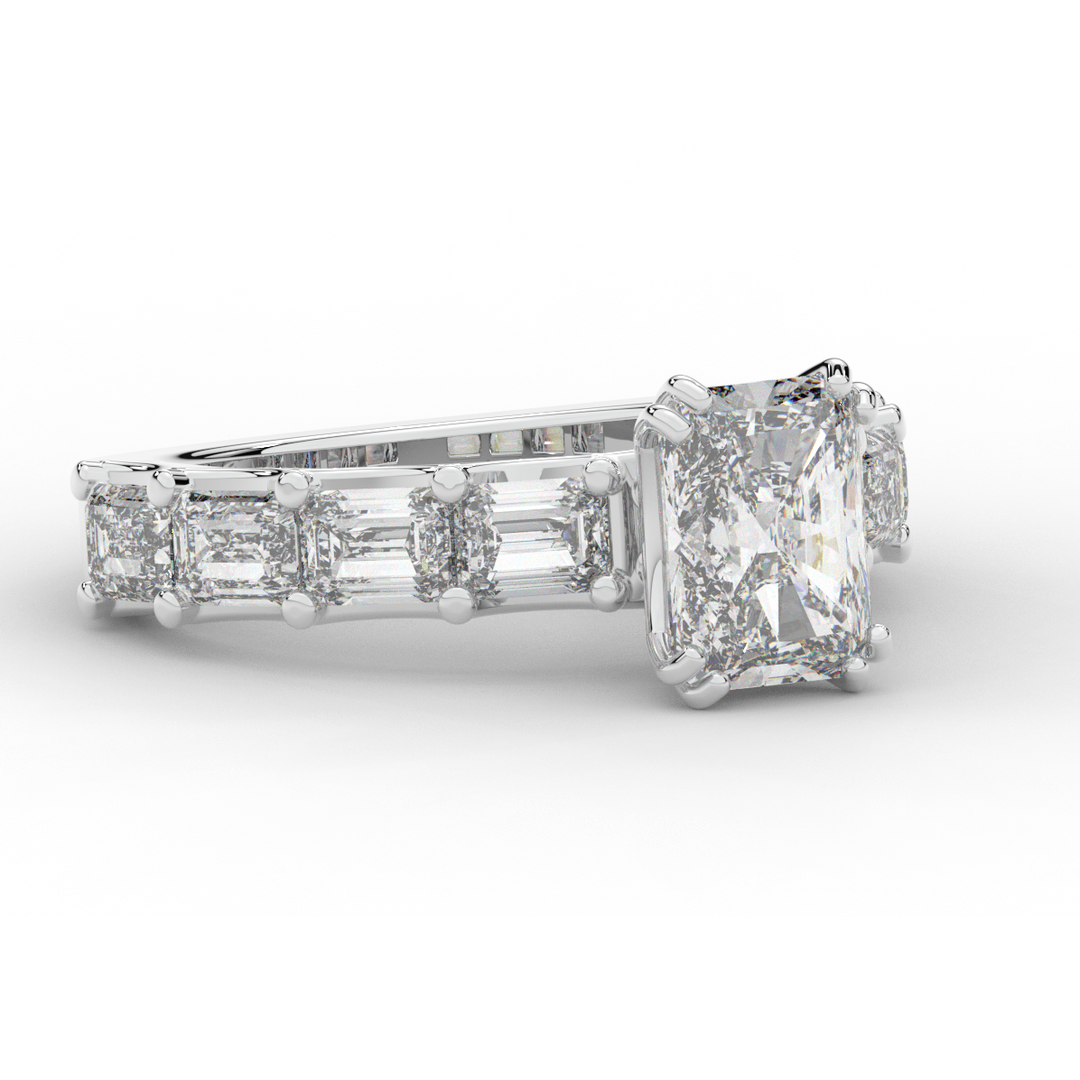 3.75CT.TW RADIANT LAB DIAMOND SOLITAIRE ENGAGEMENT RING - Nazarelle