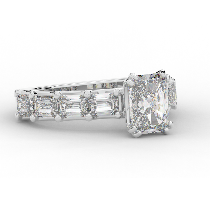 3.75CT.TW RADIANT LAB DIAMOND SOLITAIRE ENGAGEMENT RING - Nazarelle
