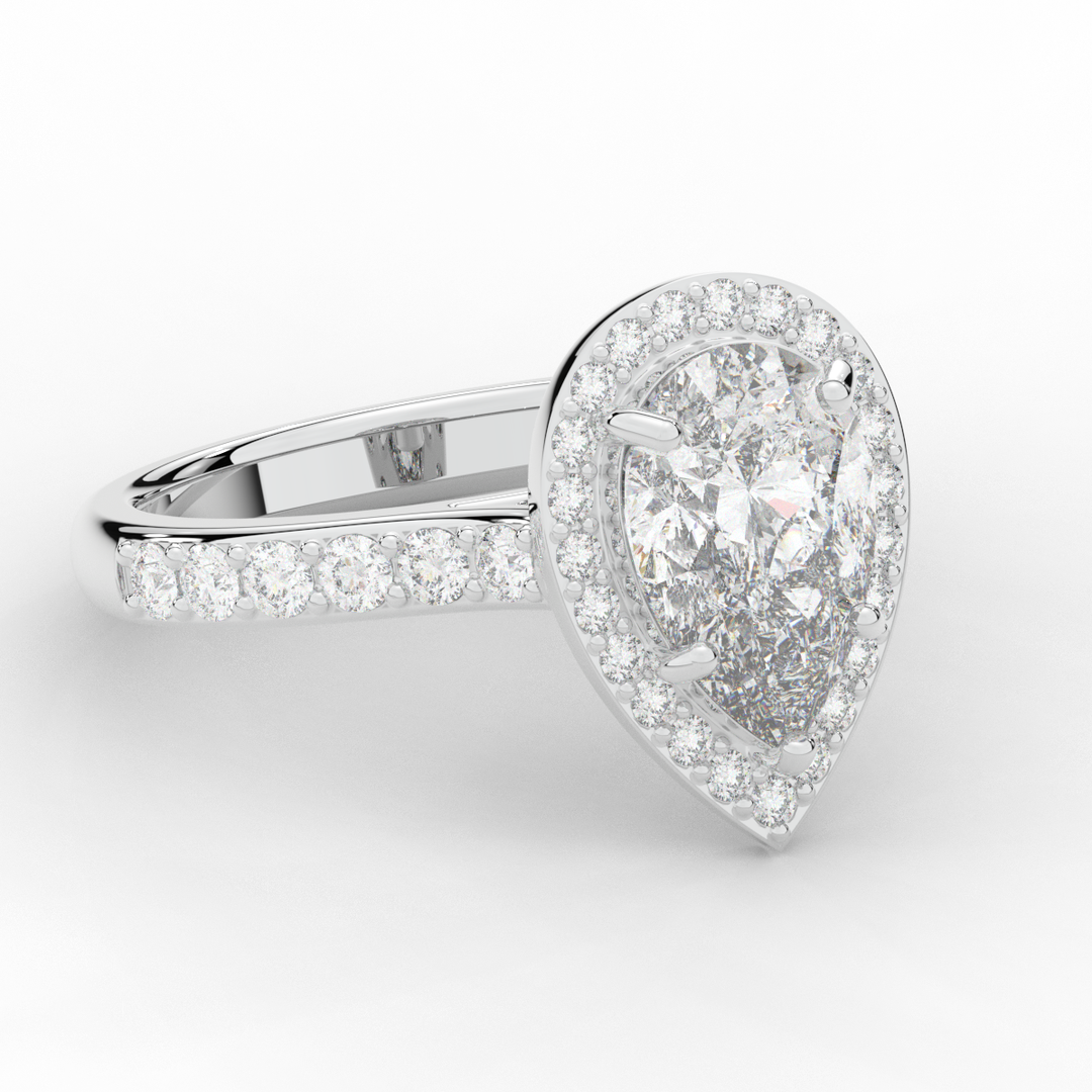 2.50CT.TW PEAR LAB DIAMOND HALO ENGAGEMENT RING - Nazarelle