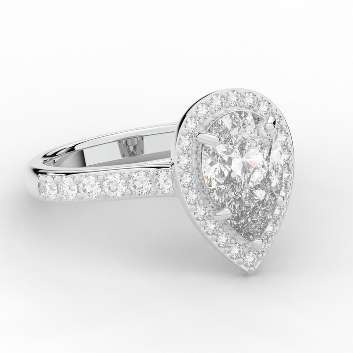 2.50CT.TW PEAR LAB DIAMOND HALO ENGAGEMENT RING - Nazarelle