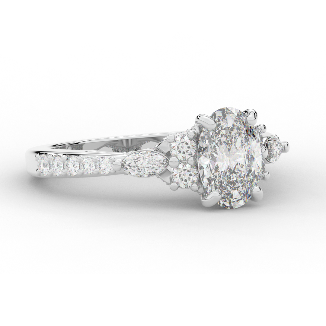 1.35CT.TW OVAL LAB DIAMOND ENGAGEMENT RING - Nazarelle