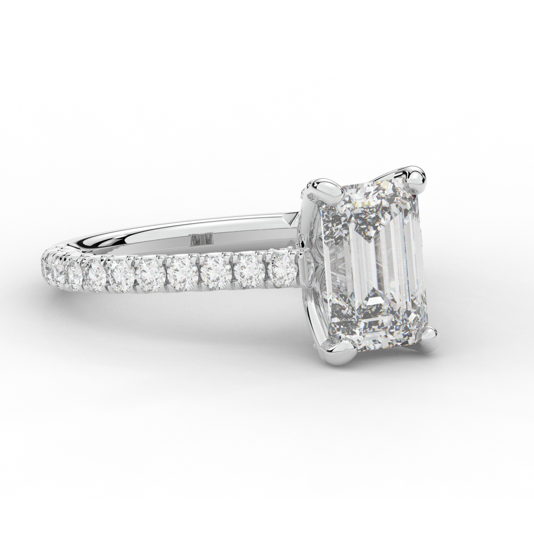 2.70CT.TW EMERALD CUT LAB DIAMOND SOLITAIRE ENGAGEMENT RING - Nazarelle