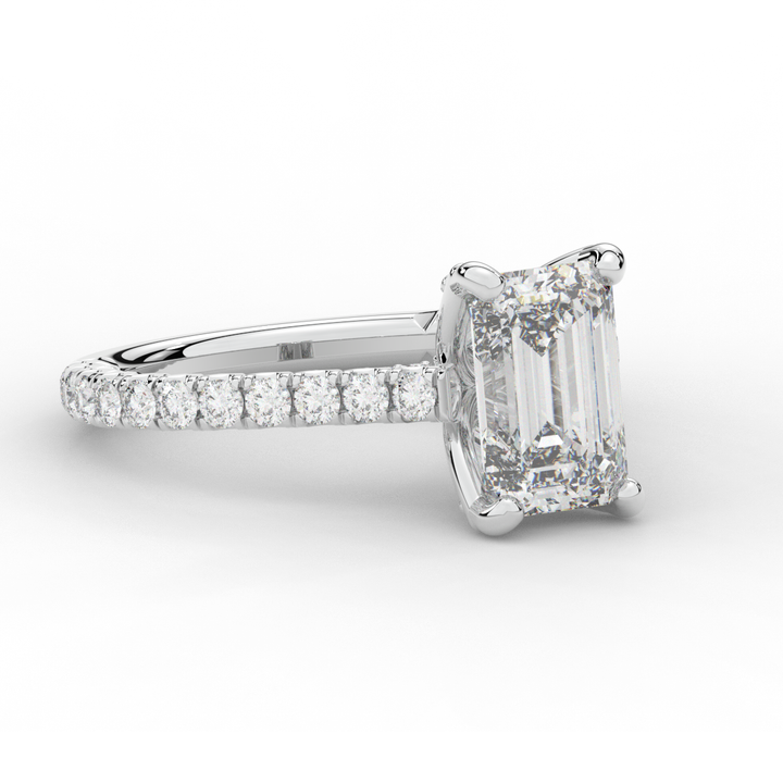 2.70CT.TW EMERALD CUT LAB DIAMOND SOLITAIRE ENGAGEMENT RING - Nazarelle