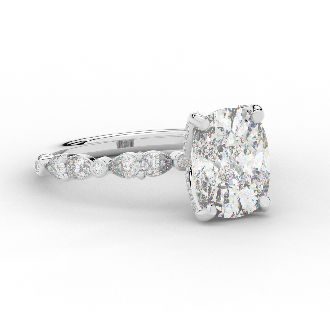 3.60CT.TW CUSHION LAB DIAMOND SOLITAIRE ENGAGEMENT RING - Nazarelle