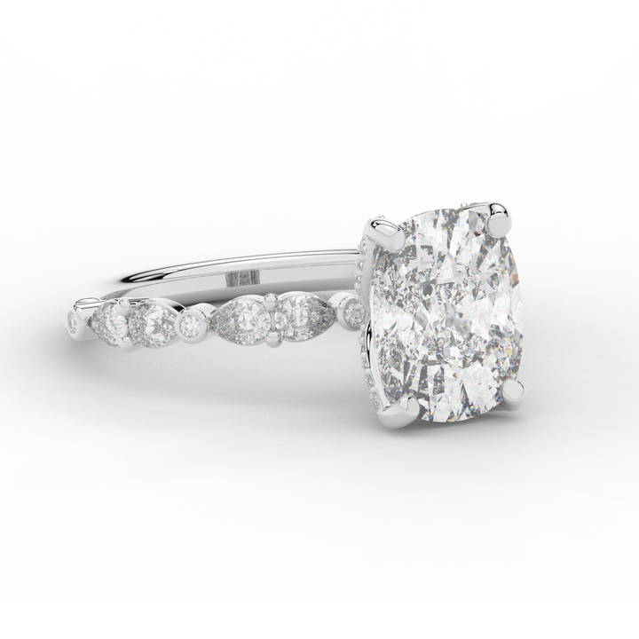 3.60CT.TW CUSHION LAB DIAMOND SOLITAIRE ENGAGEMENT RING - Nazarelle