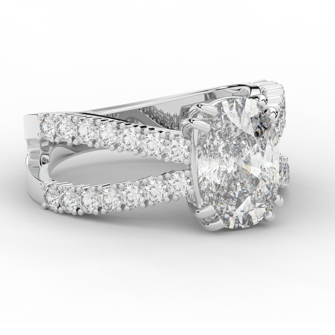 3.75CT.TW CUSHION LAB DIAMOND SPLIT BAND ENGAGEMENT RING - Nazarelle