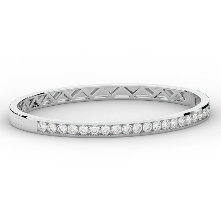 2.75CT.TW ROUND LAB CHANNEL SET DIAMOND BANGLE - Nazarelle