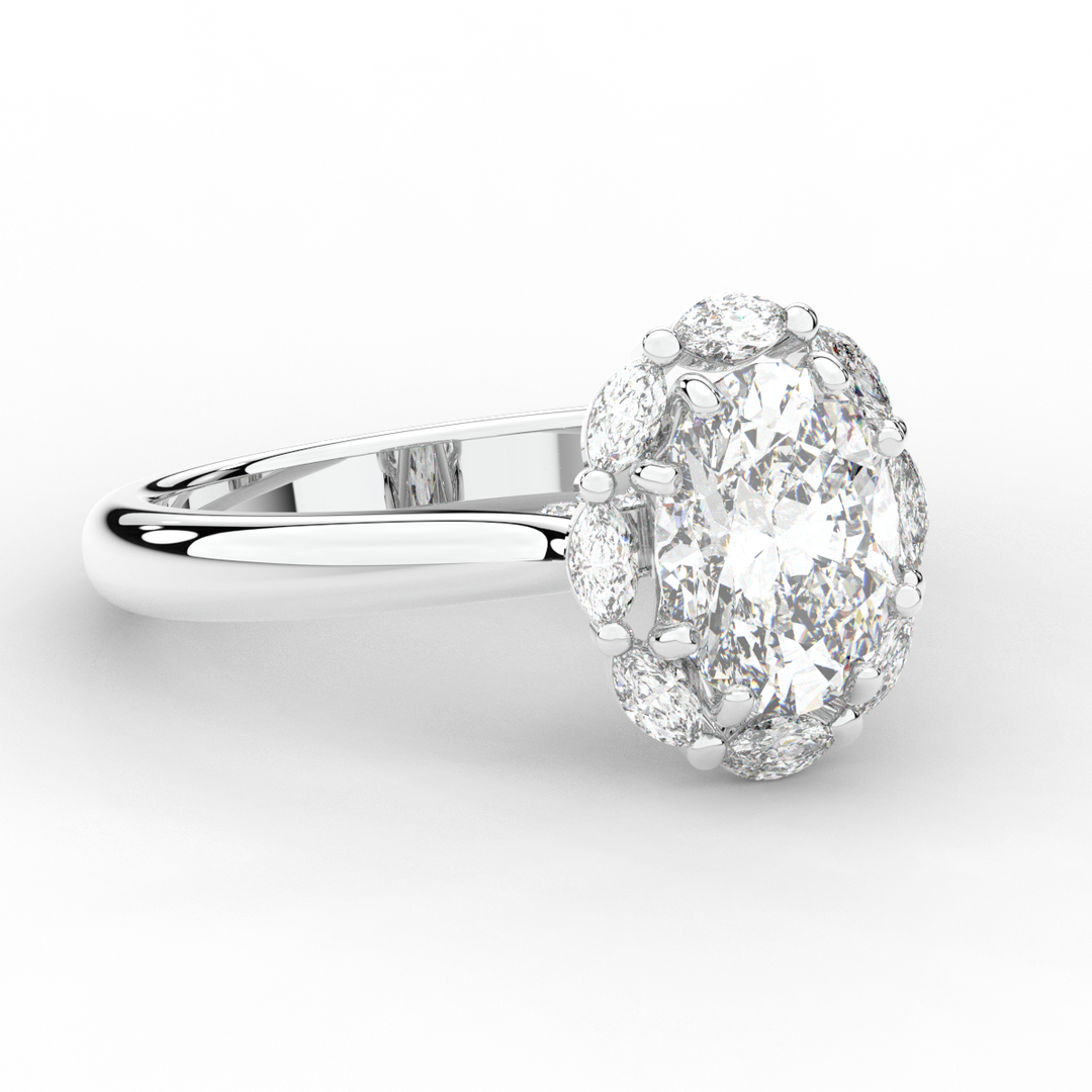 1.90CT.TW OVAL LAB DIAMOND HALO ENGAGEMENT RING - Nazarelle