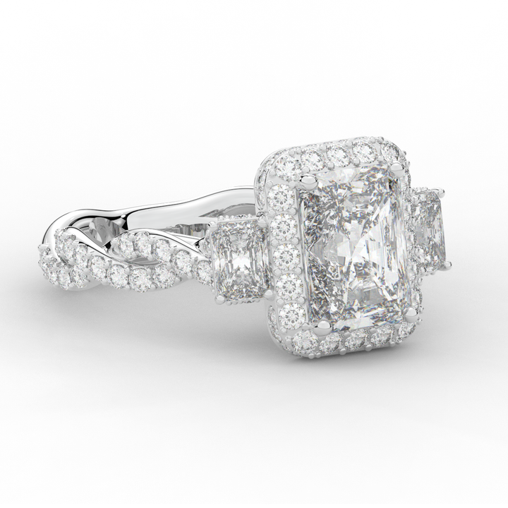 4.70CT.TW RADIANT LAB DIAMOND 3 STONE ENGAGEMENT RING - Nazarelle