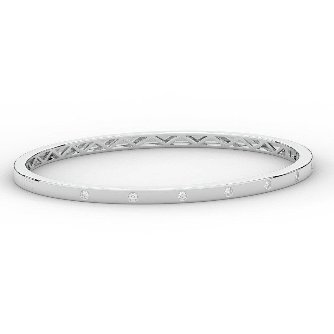 0.15CT.TW ROUND LAB BEZEL SET DIAMOND BANGLE - Nazarelle