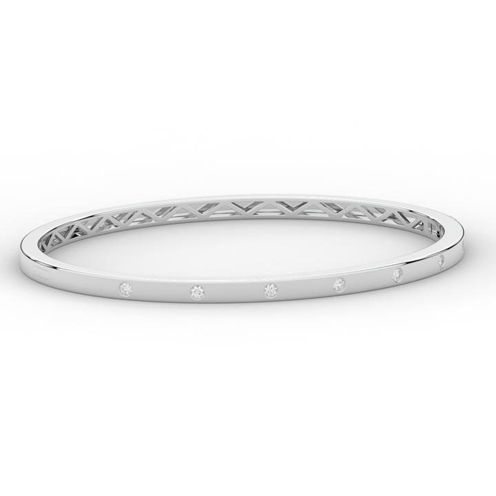 0.15CT.TW ROUND LAB BEZEL SET DIAMOND BANGLE - Nazarelle
