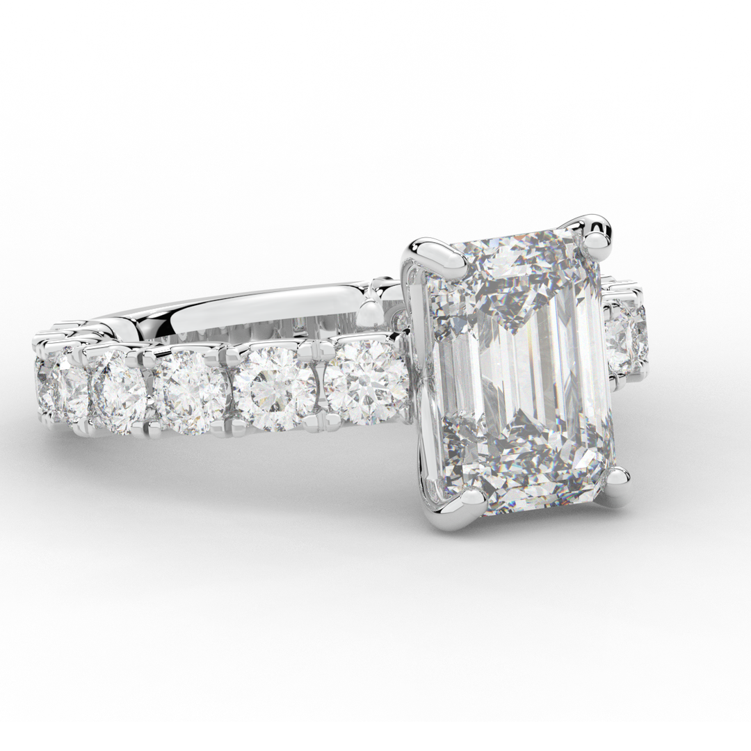 4.35CT.TW EMERALD CUT LAB DIAMOND ENGAGEMENT RING - Nazarelle