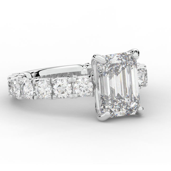 4.35CT.TW EMERALD CUT LAB DIAMOND ENGAGEMENT RING - Nazarelle