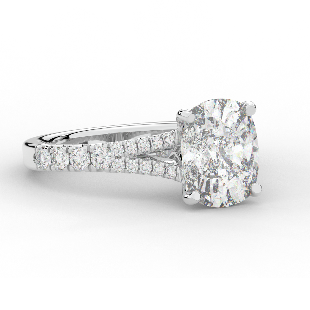 3.45CT.TW CUSHION LAB DIAMOND ENGAGEMENT RING - Nazarelle