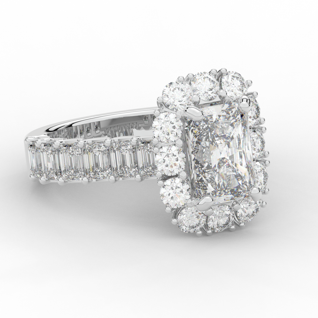 6.00CT.TW RADIANT LAB DIAMOND HALO ENGAGEMENT RING - Nazarelle