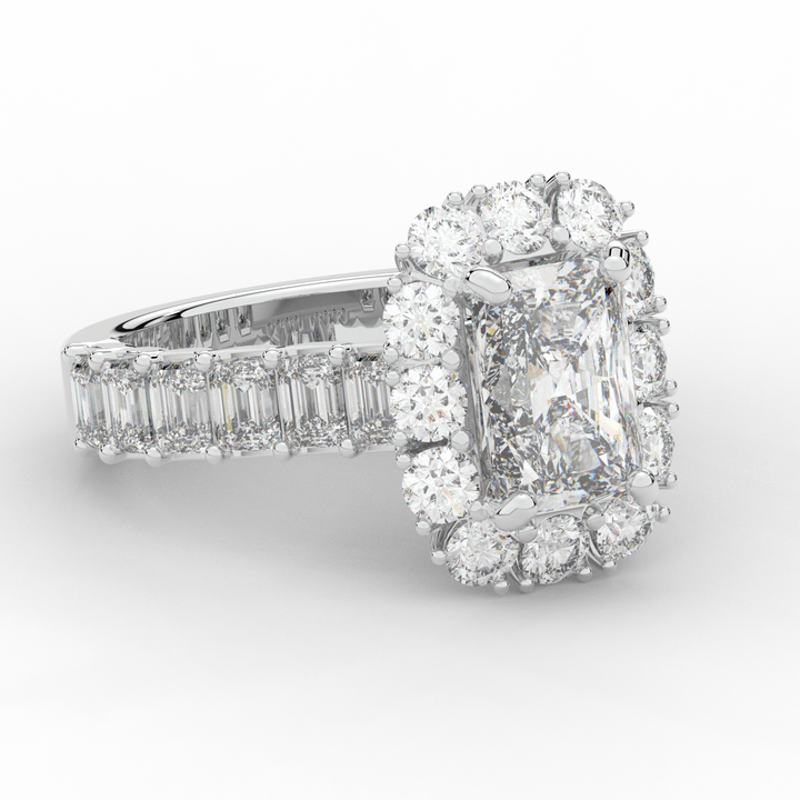 6.00CT.TW RADIANT LAB DIAMOND HALO ENGAGEMENT RING - Nazarelle