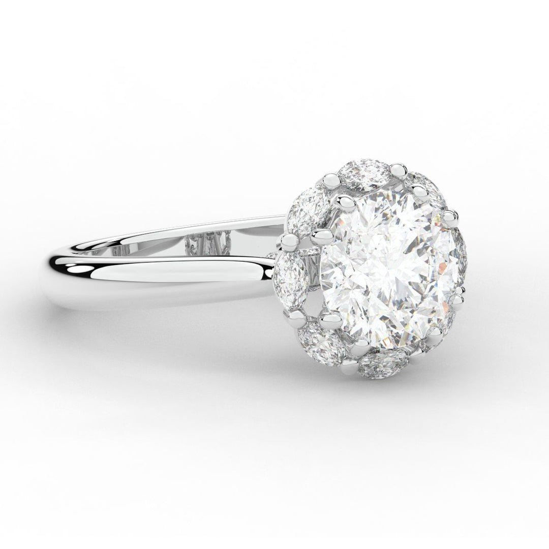 2.40CT.TW ROUND LAB DIAMOND HALO ENGAGEMENT RING - Nazarelle