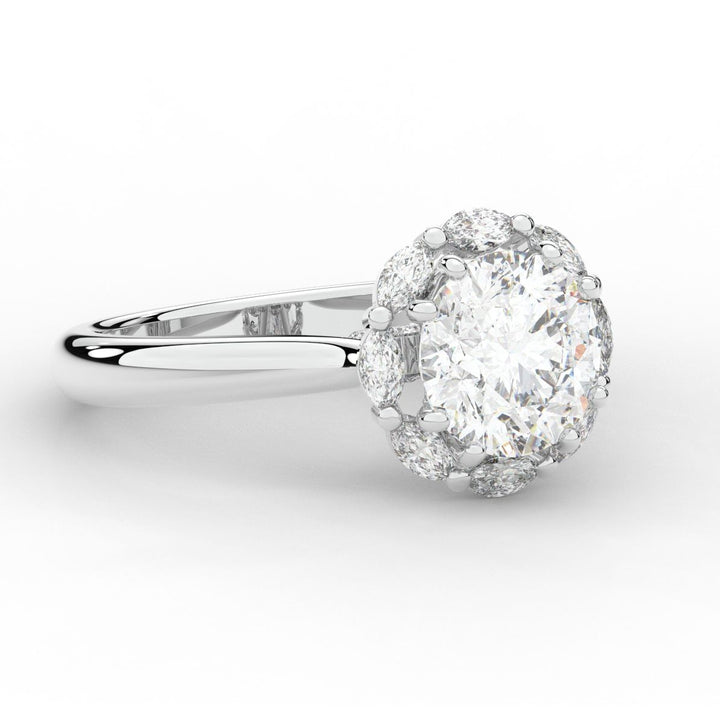 2.40CT.TW ROUND LAB DIAMOND HALO ENGAGEMENT RING - Nazarelle