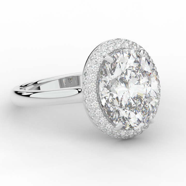 4.40CT.TW OVAL LAB DIAMOND HALO ENGAGEMENT RING - Nazarelle