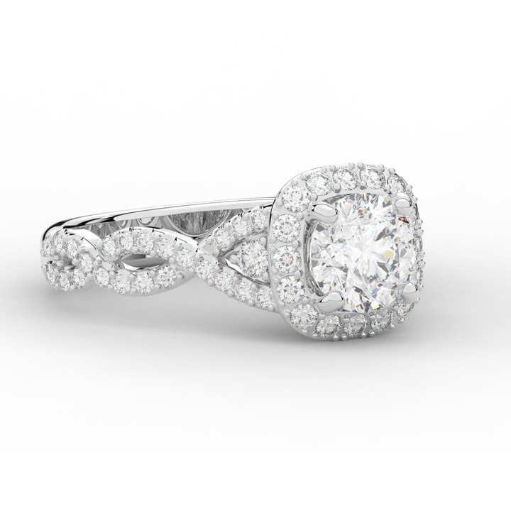 1.30CT.TW ROUND LAB DIAMOND HALO ENGAGEMENT RING - Nazarelle