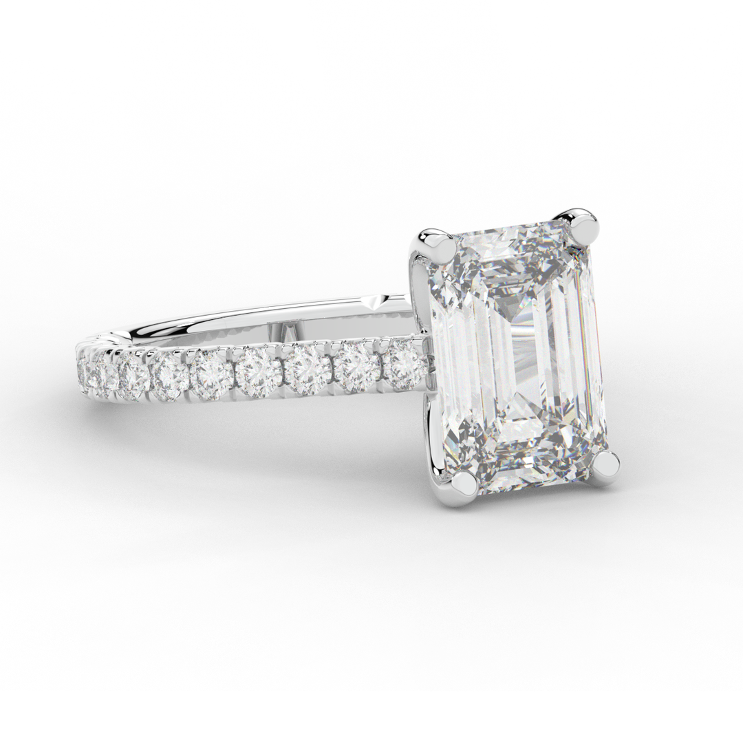 4.25CT.TW EMERALD CUT LAB DIAMOND SOLITAIRE ENGAGEMENT RING - Nazarelle