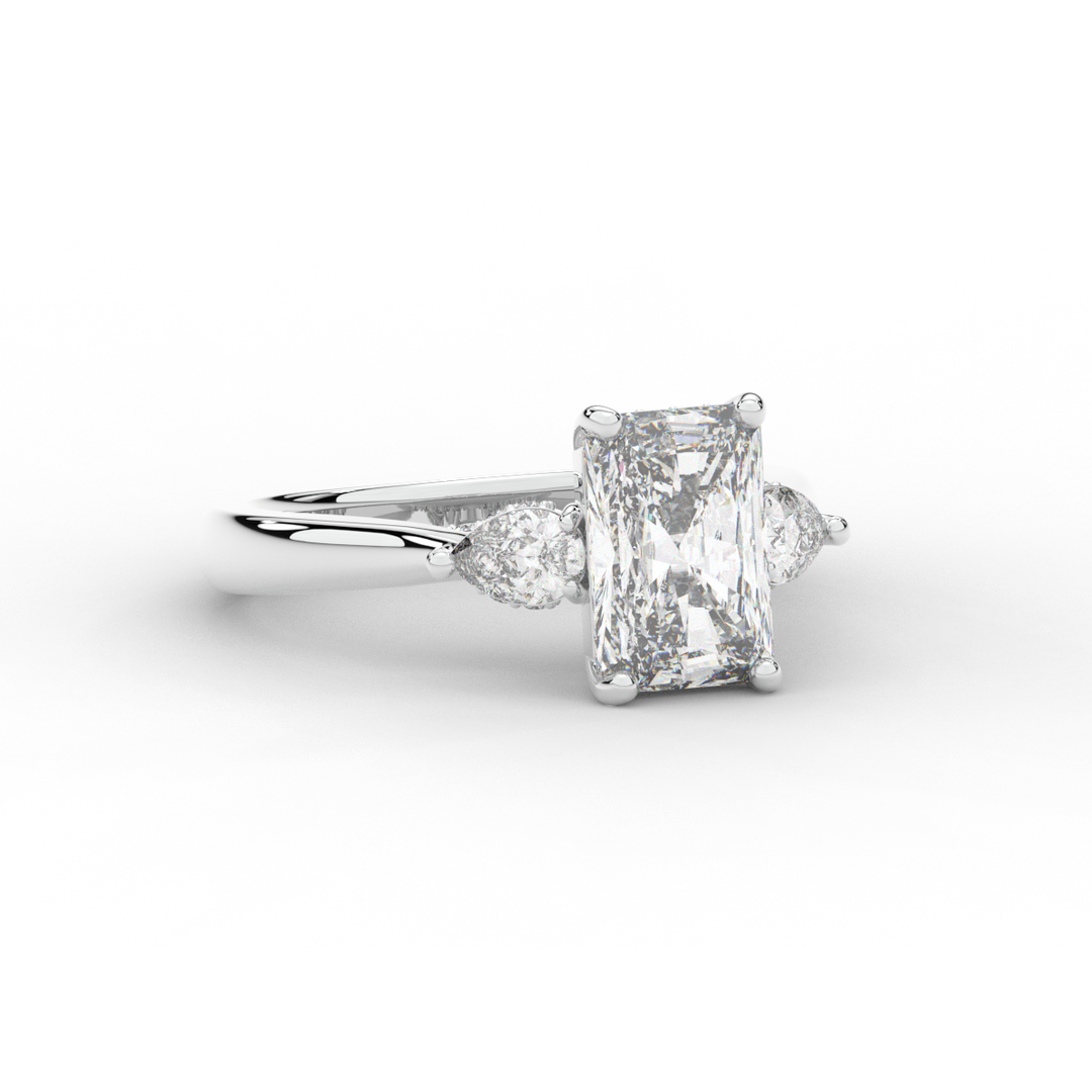 2.40CT.TW RADIANT LAB DIAMOND 3 STONE ENGAGEMENT RING - Nazarelle