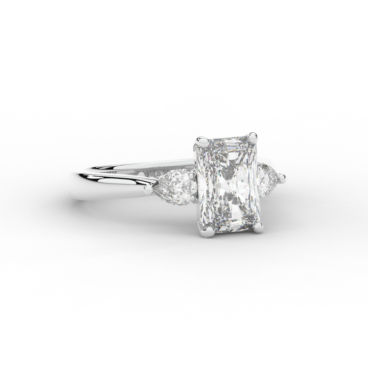 2.40CT.TW RADIANT LAB DIAMOND 3 STONE ENGAGEMENT RING - Nazarelle