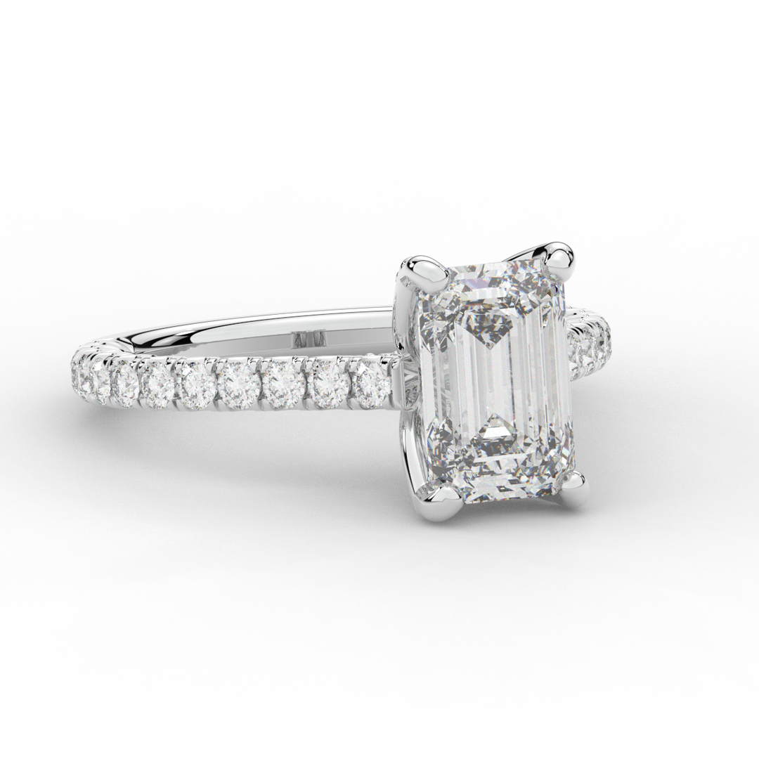 2.70CT.TW EMERALD CUT LAB DIAMOND SOLITAIRE ENGAGEMENT RING - Nazarelle