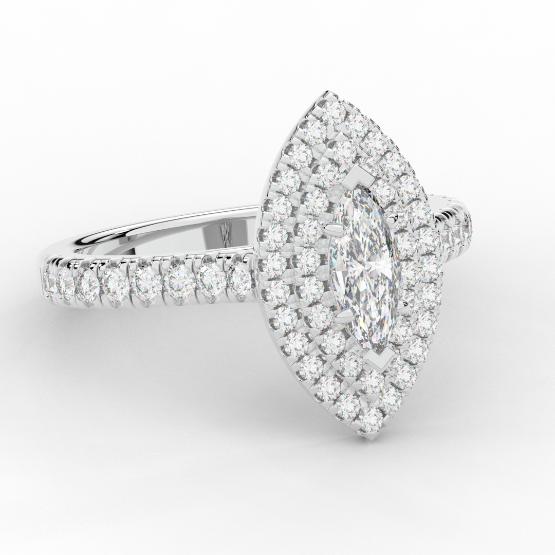 1.00CT.TW MARQUISE LAB DIAMOND HALO ENGAGEMENT RING - Nazarelle
