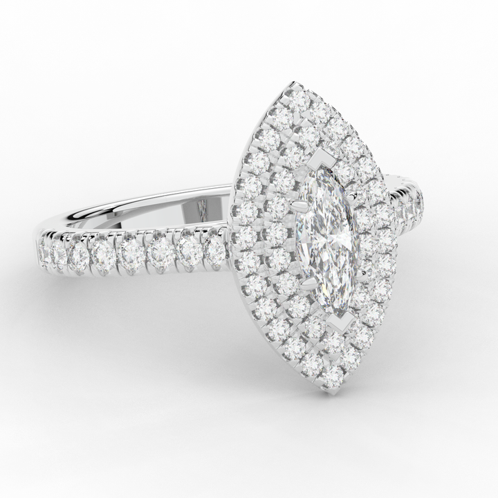 1.00CT.TW MARQUISE LAB DIAMOND HALO ENGAGEMENT RING - Nazarelle