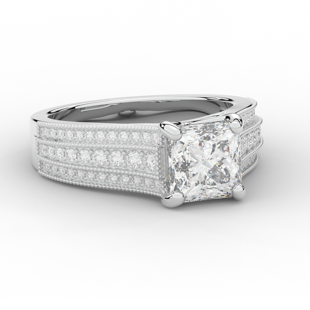 3.55CT.TW PRINCESS LAB DIAMOND ENGAGEMENT RING - Nazarelle