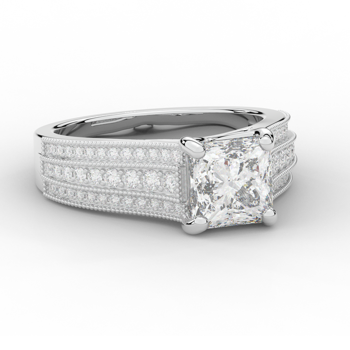 3.55CT.TW PRINCESS LAB DIAMOND ENGAGEMENT RING - Nazarelle