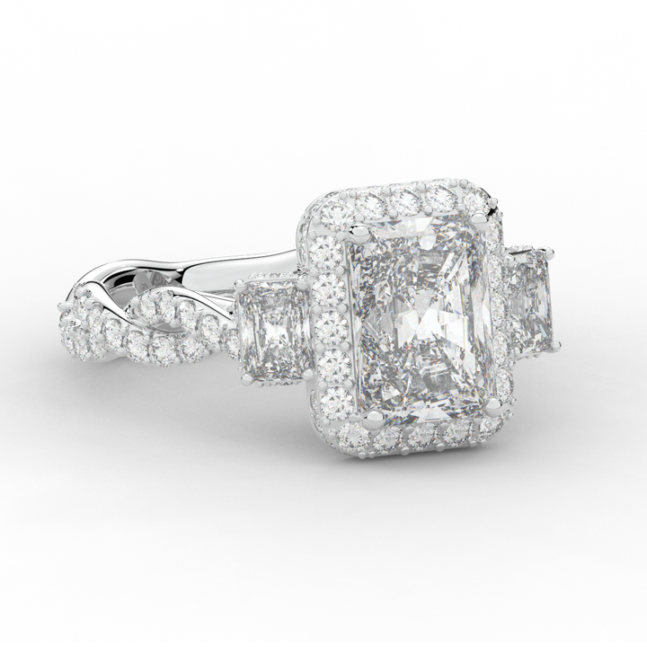 4.70CT.TW RADIANT LAB DIAMOND 3 STONE ENGAGEMENT RING - Nazarelle