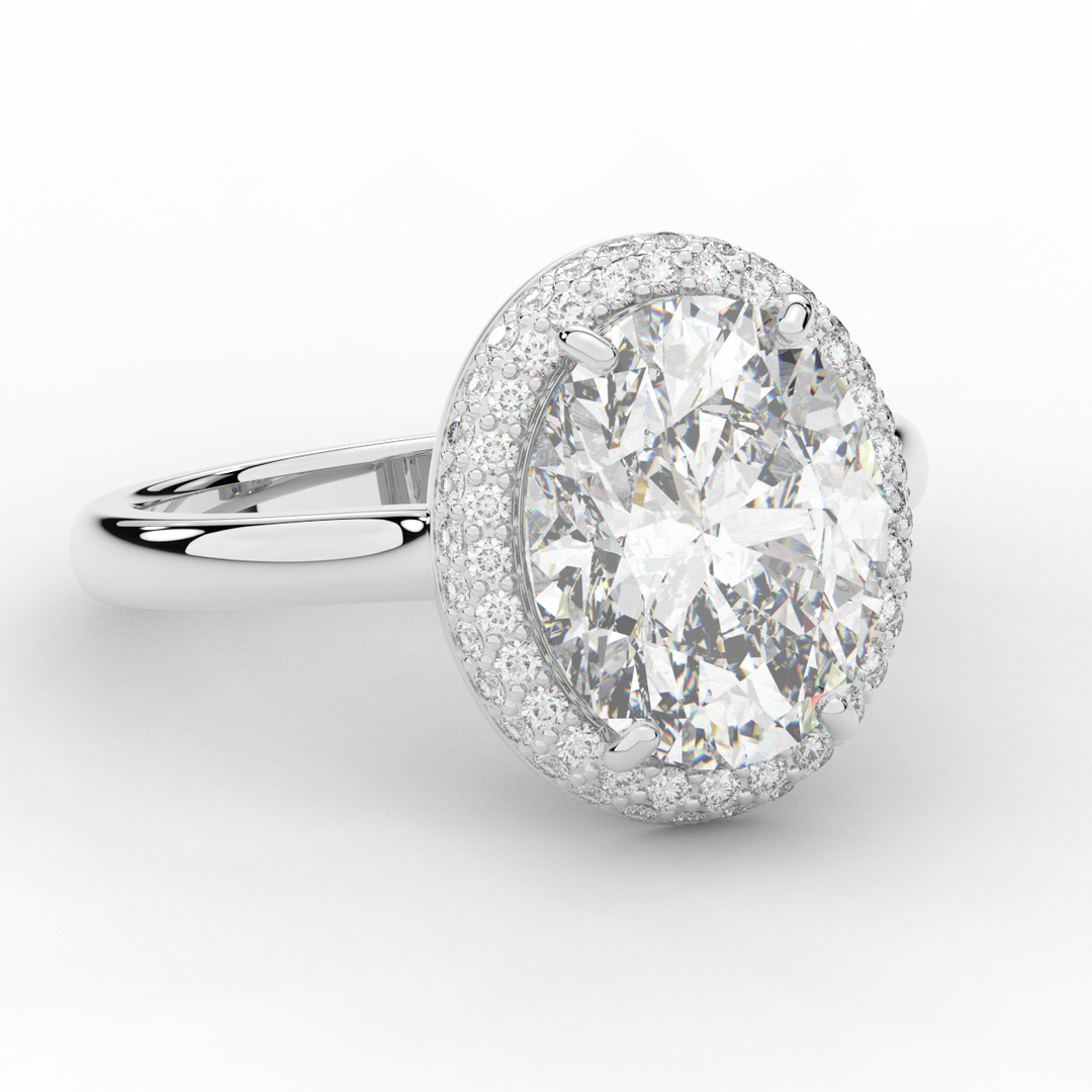 4.40CT.TW OVAL LAB DIAMOND HALO ENGAGEMENT RING - Nazarelle
