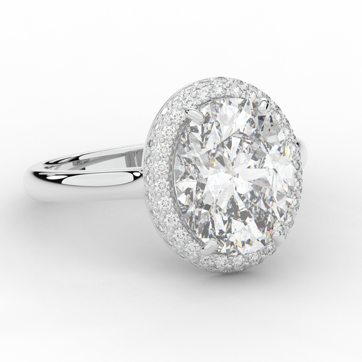 4.40CT.TW OVAL LAB DIAMOND HALO ENGAGEMENT RING - Nazarelle