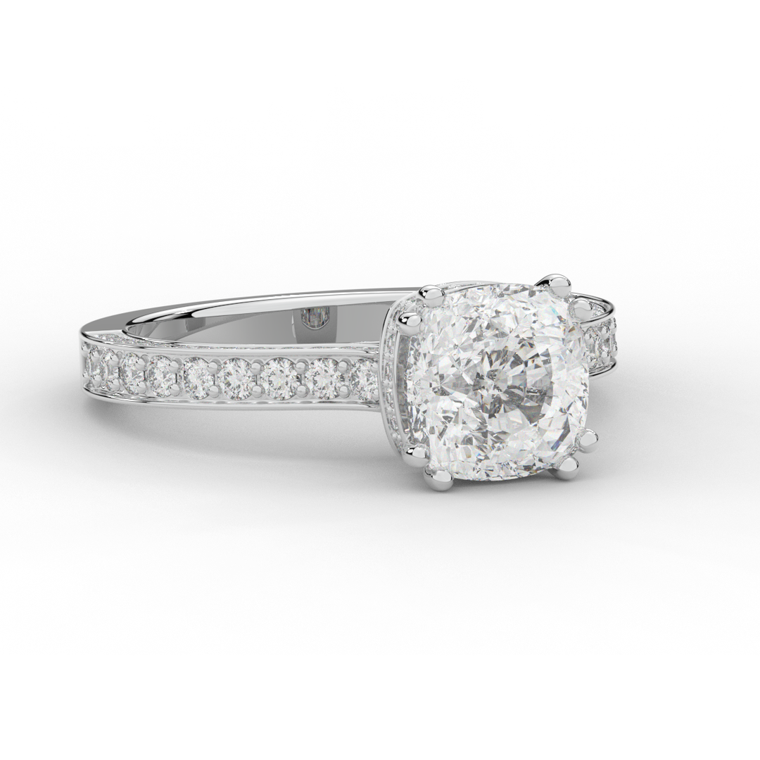 2.60CT.TW CUSHION LAB DIAMOND SOLITAIRE ENGAGEMENT RING - Nazarelle