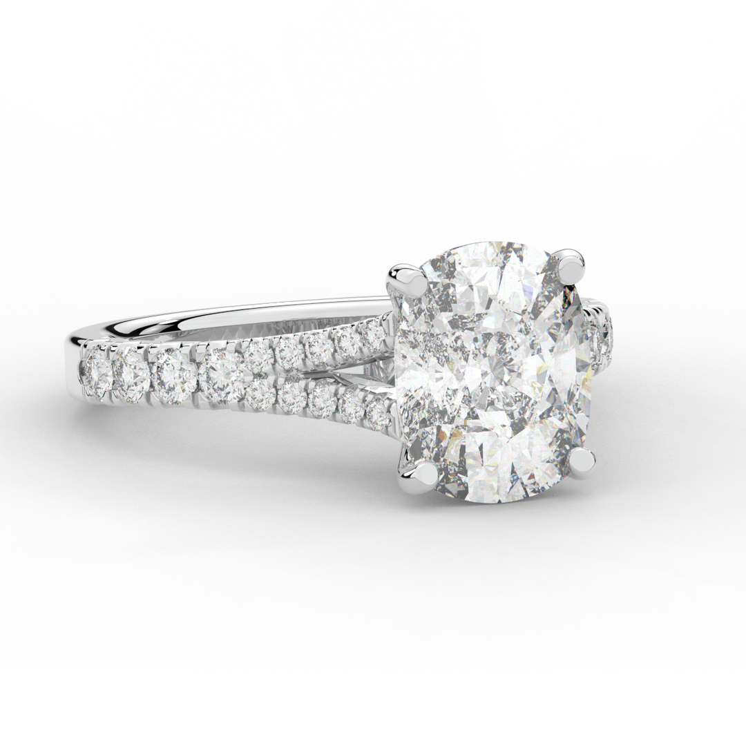 3.45CT.TW CUSHION LAB DIAMOND ENGAGEMENT RING - Nazarelle