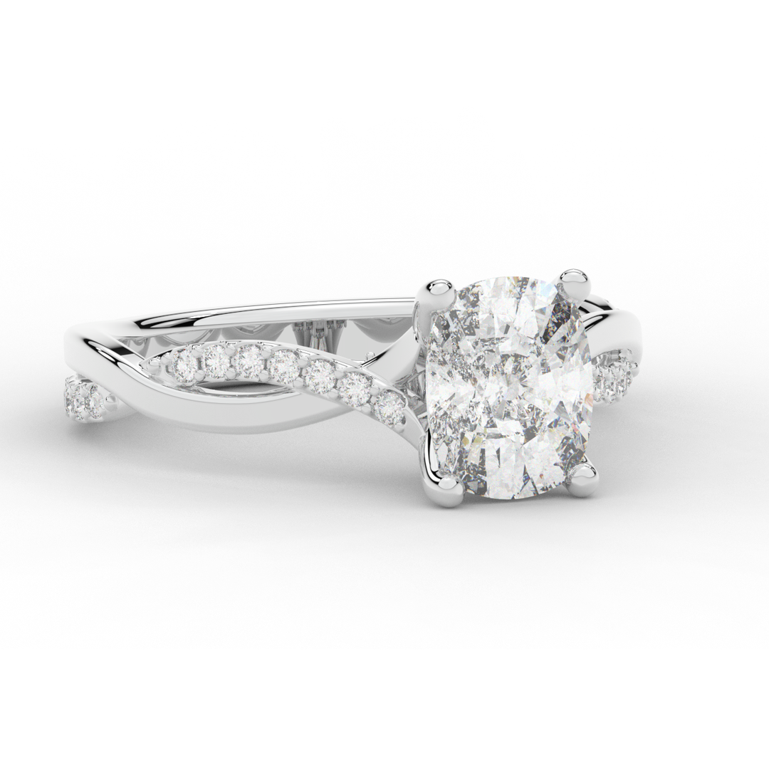1.70CT.TW CUSHION LAB DIAMOND TWIST BAND ENGAGEMENT RING - Nazarelle