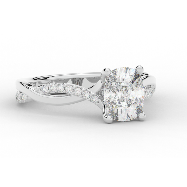 1.70CT.TW CUSHION LAB DIAMOND TWIST BAND ENGAGEMENT RING - Nazarelle
