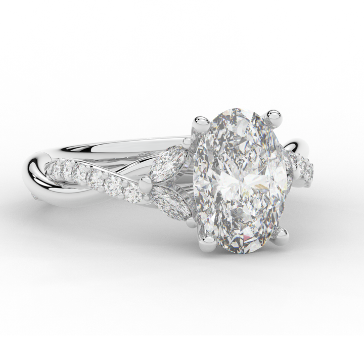 2.40CT.TW OVAL LAB DIAMOND TWIST ENGAGEMENT RING - Nazarelle