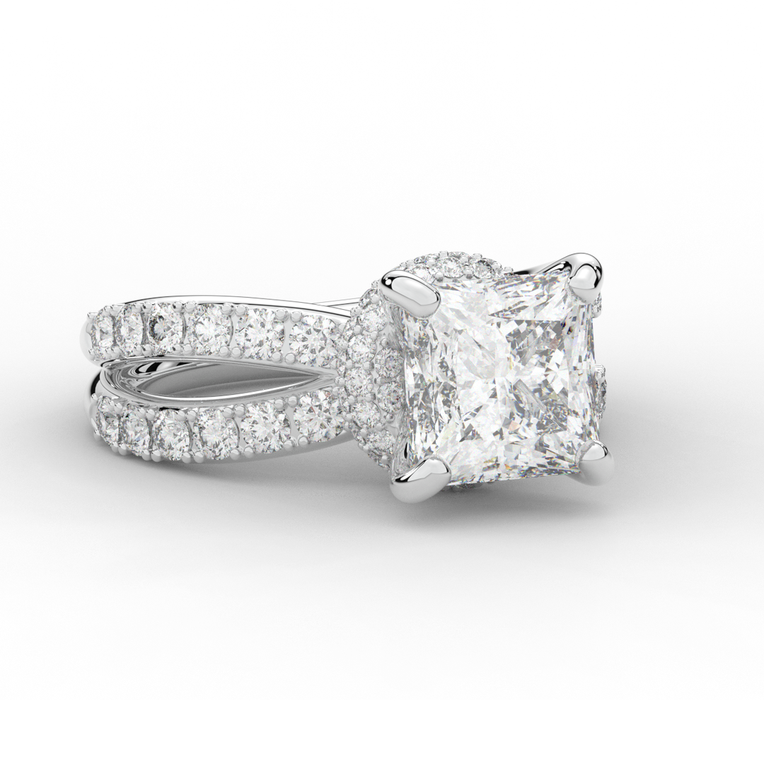 5.25CT.TW PRINCESS LAB DIAMOND ENGAGEMENT RING - Nazarelle