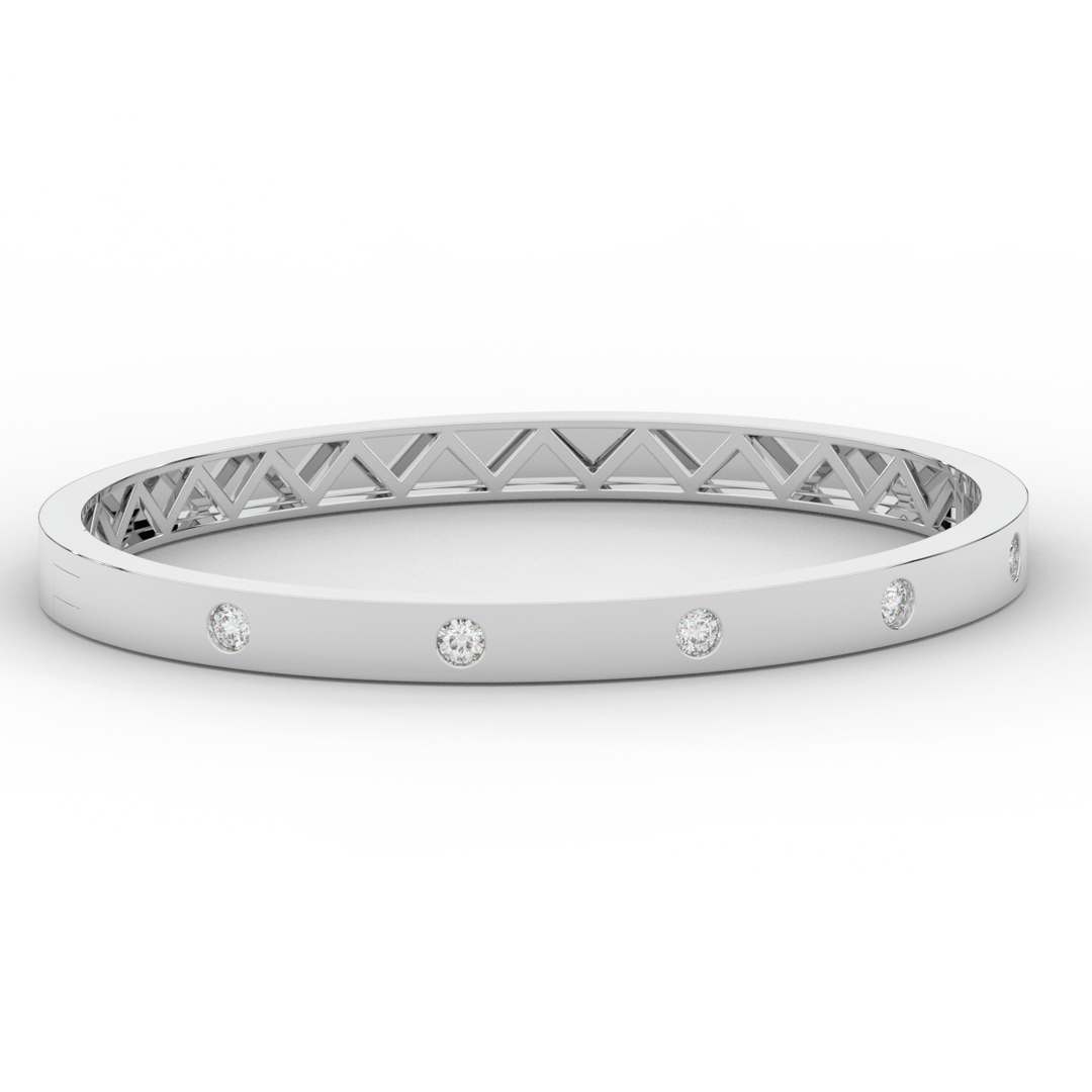 0.50CT.TW ROUND LAB DIAMOND BEZEL SET BANGLE - Nazarelle