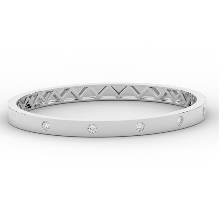 0.50CT.TW ROUND LAB DIAMOND BEZEL SET BANGLE - Nazarelle