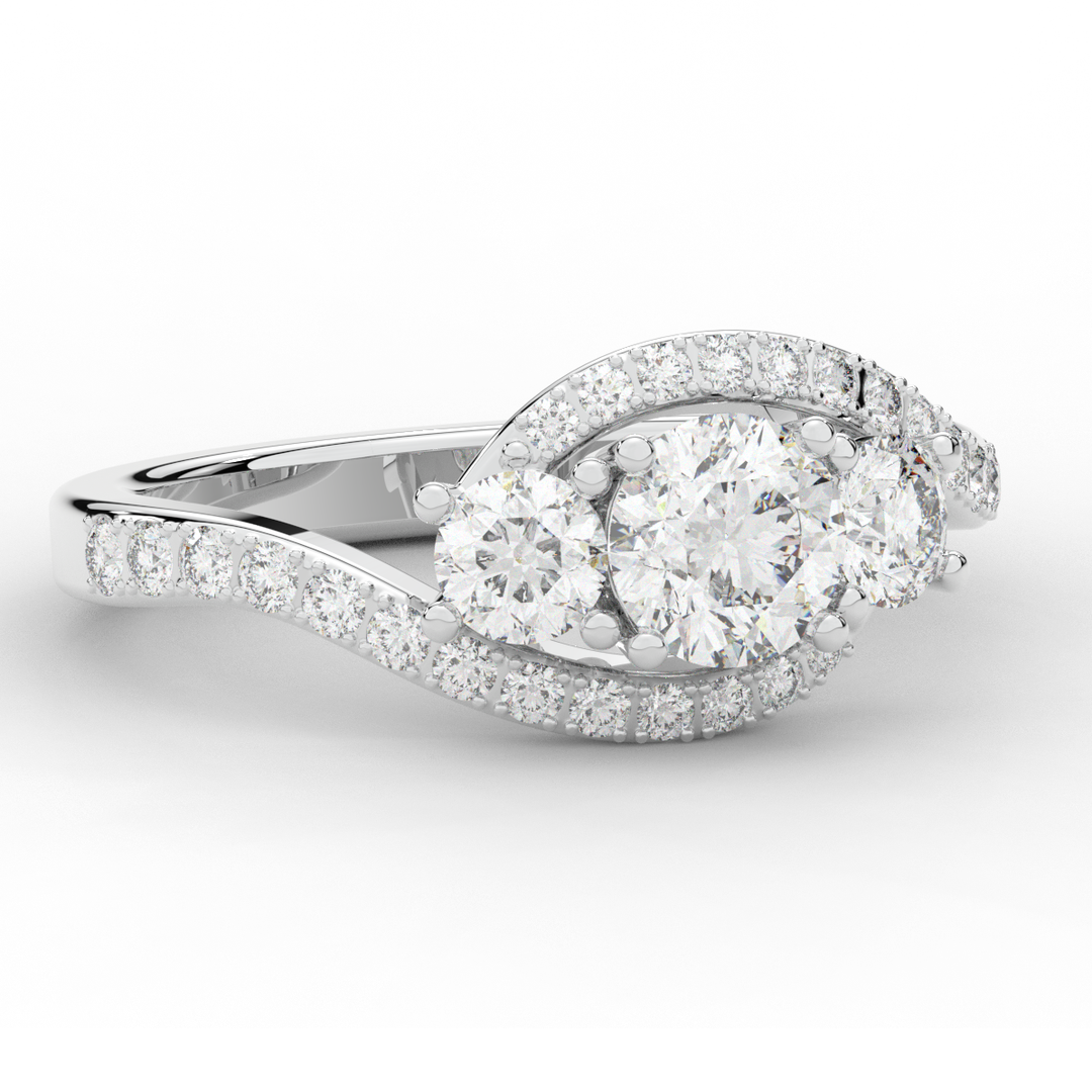 1.65CT.TW ROUND LAB DIAMOND TWIST HALO ENGAGEMENT RING - Nazarelle