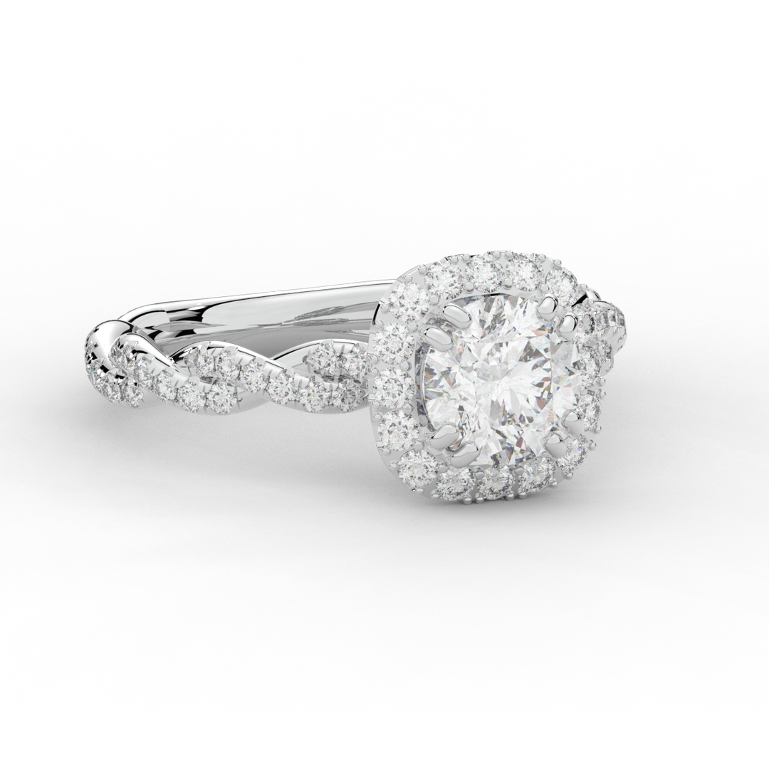 1.55CT.TW ROUND LAB DIAMOND HALO TWIST ENGAGEMENT RING - Nazarelle