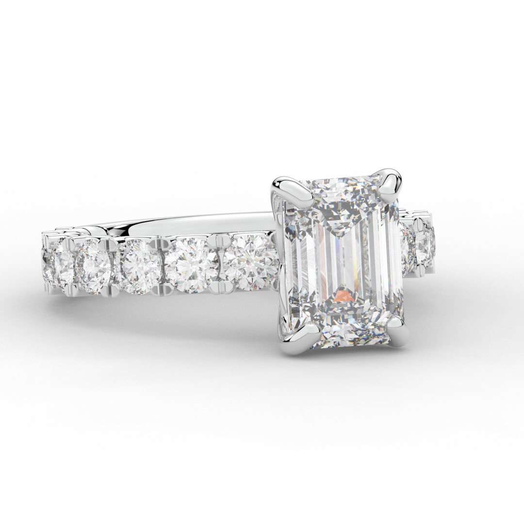 4.35CT.TW EMERALD CUT LAB DIAMOND ENGAGEMENT RING - Nazarelle